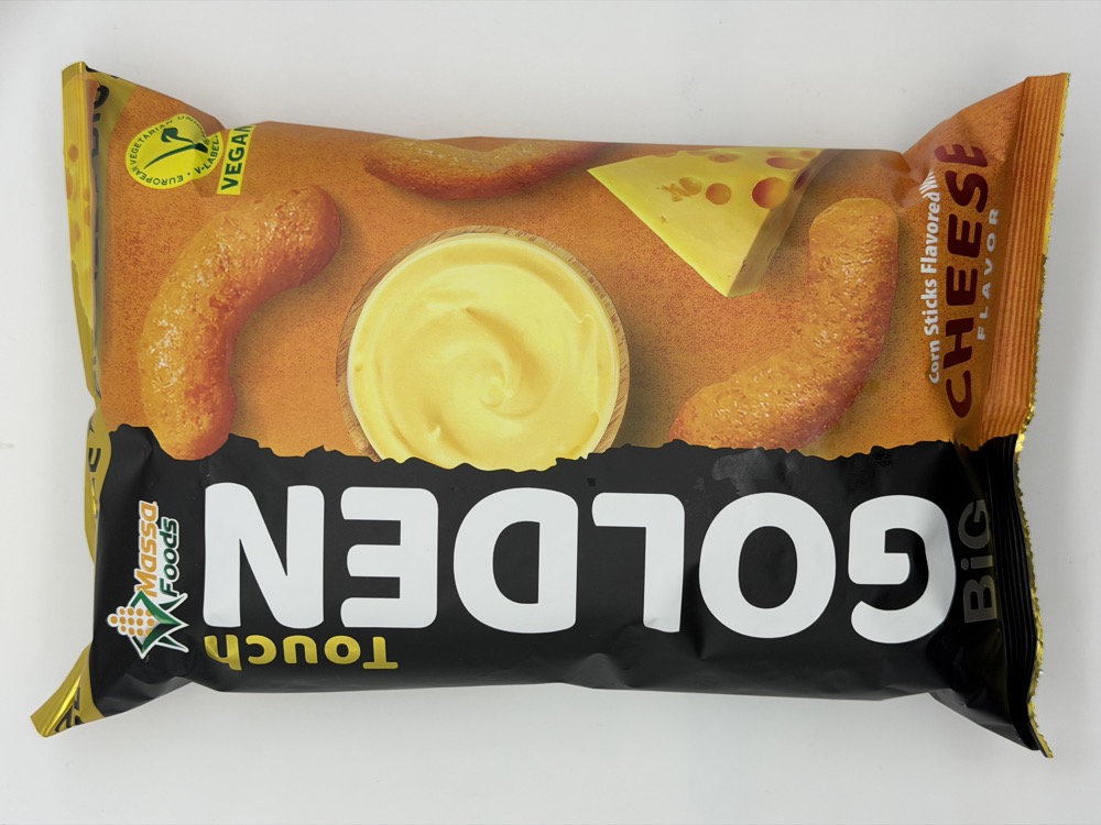 Golden Touch cheese flavour corn sticks pack