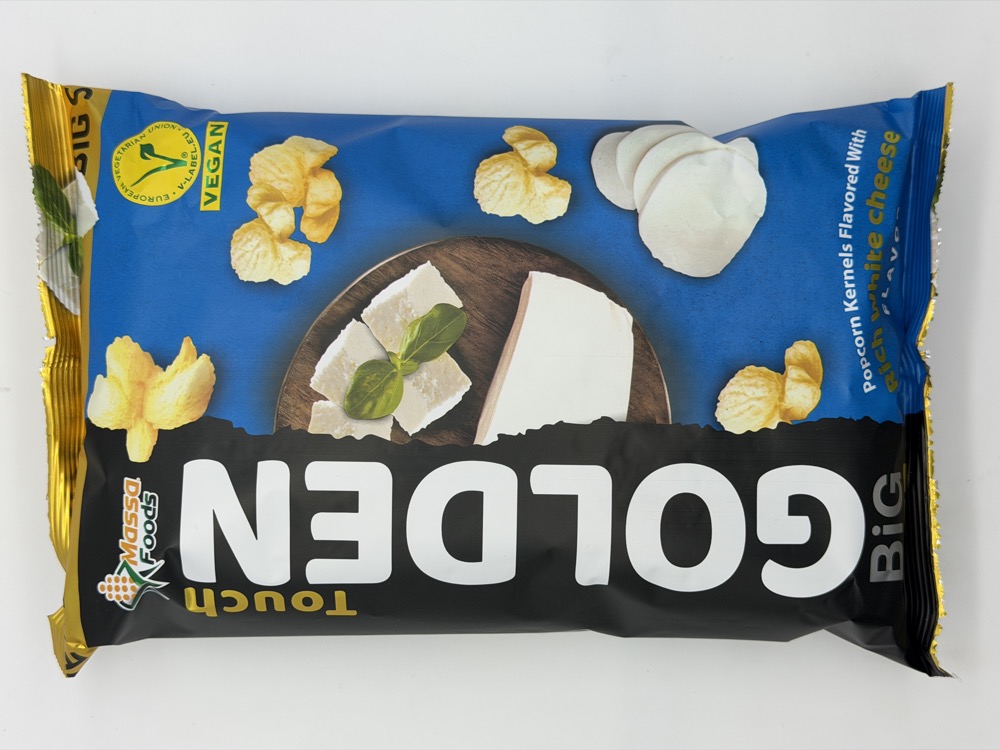 Golden Touch rich white cheese flavour popcorn pack